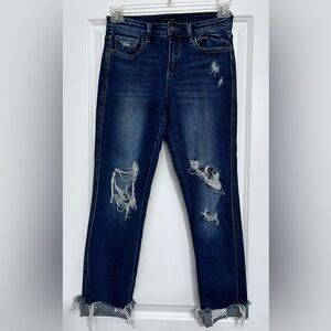 Flying Monkey Dark Blue Distressed Ankle Jeans